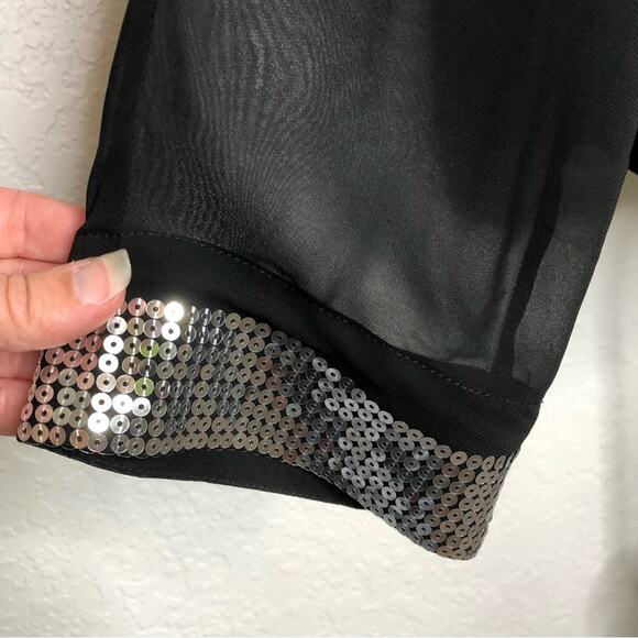 Soft Surroundings black sheer open front sequin sleeve cuff size Medium NWOT - Picture 11 of 14